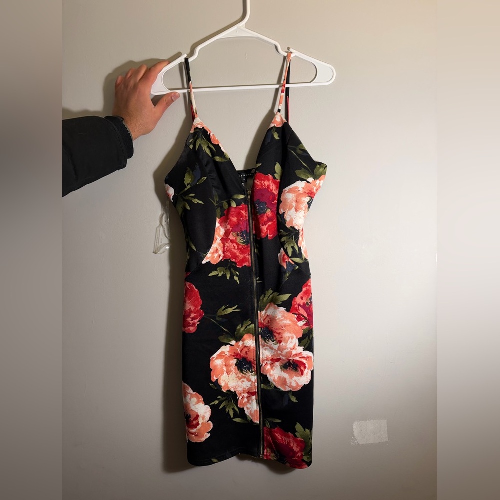 Haute Monde Black Floral Mini Dress